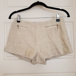 Cream Shorts w/ Gold Shimmer & Zippers